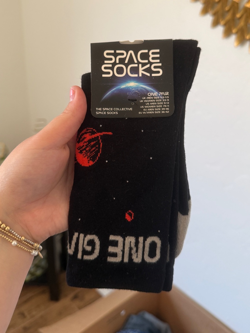Men's "One small step for mankind" space socks